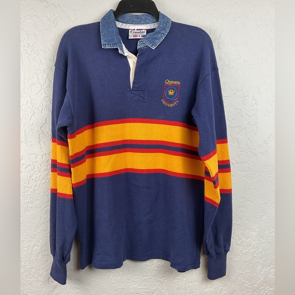 crossbar rugby wear Other - Men’s Vintage Crossbar Rugby Wear Queens University Long Sleeve Shirt Size Lg